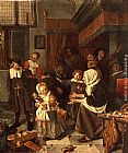 Steen Paintings - The Feast of St. Nicholas by Jan Steen